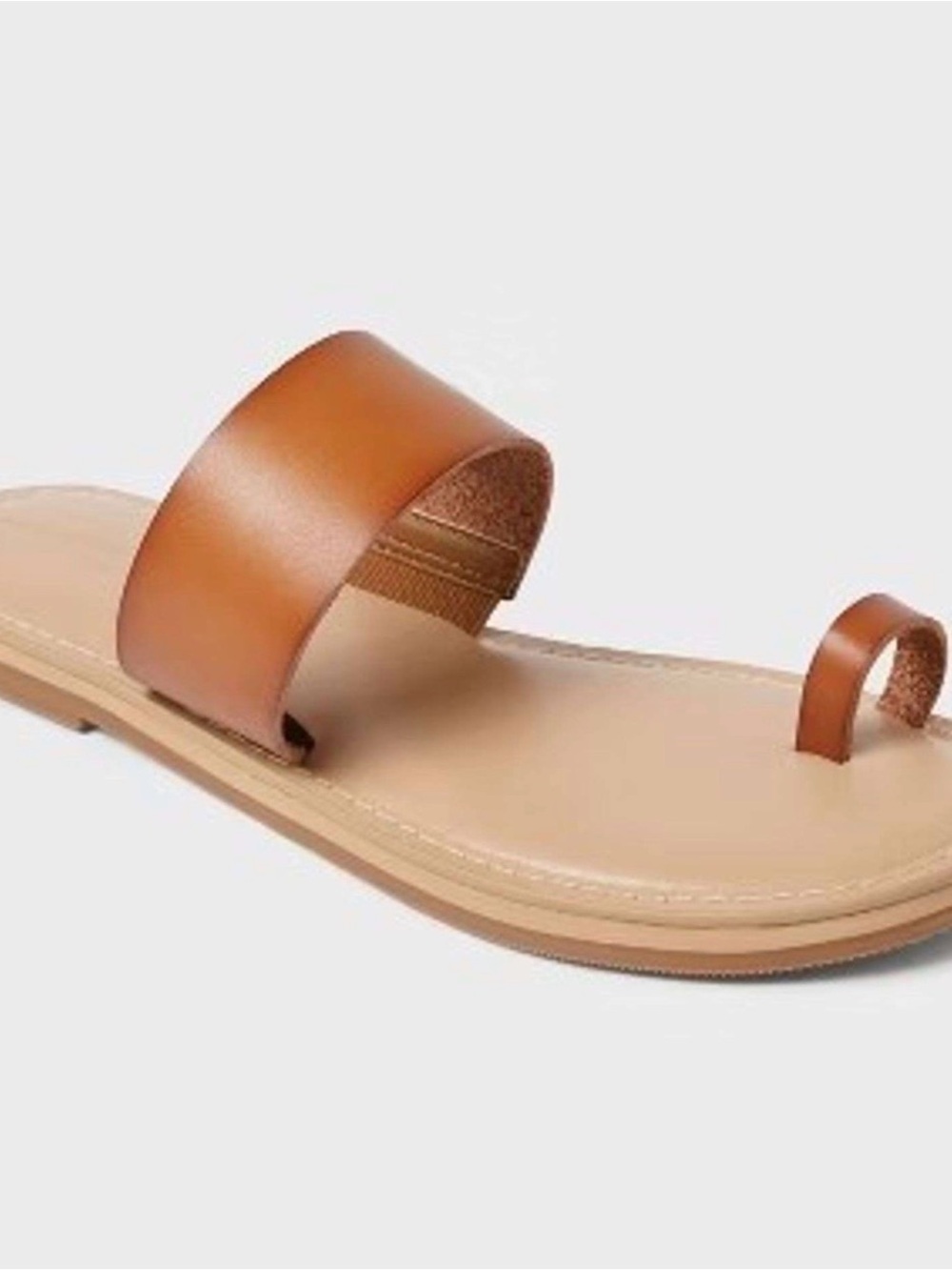 NWT Target Universal Thread Women’s Tan Leather Toe-Ring Slide Sandal